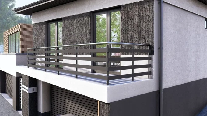 Balustradă de balcon cu benzi late B-055 — GNV METAL